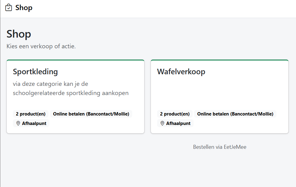 EetJeMee Schoolshop - categorieën